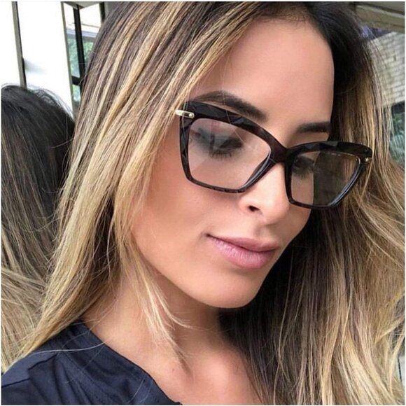 CAT eye glasses frame clear lenses eyewear women - Champagne main image 8